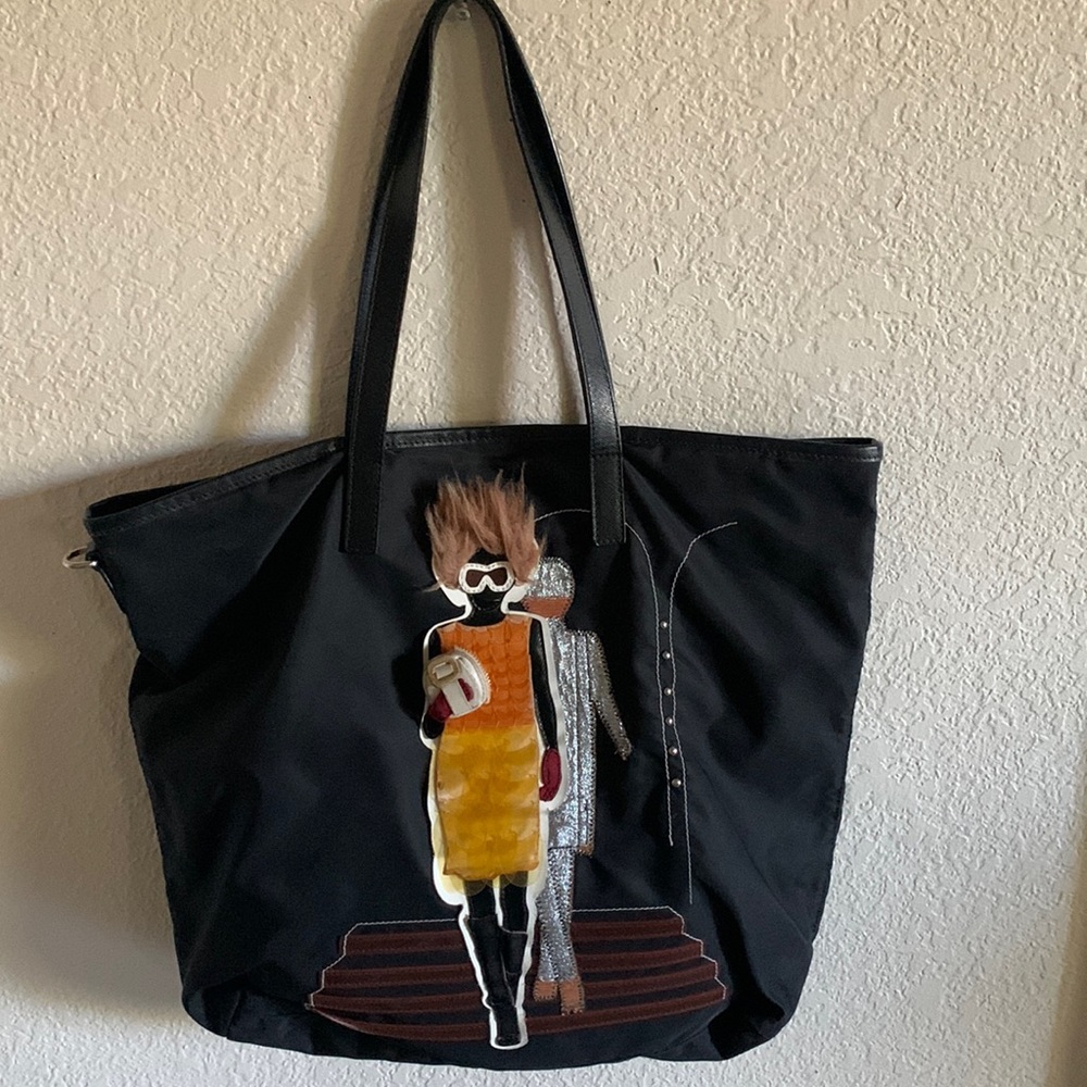 PRADA TESSUTO ROBOT NYLON LEATHER TRIM TOTE SHOPPER LTDEDITION COA INCLUSION